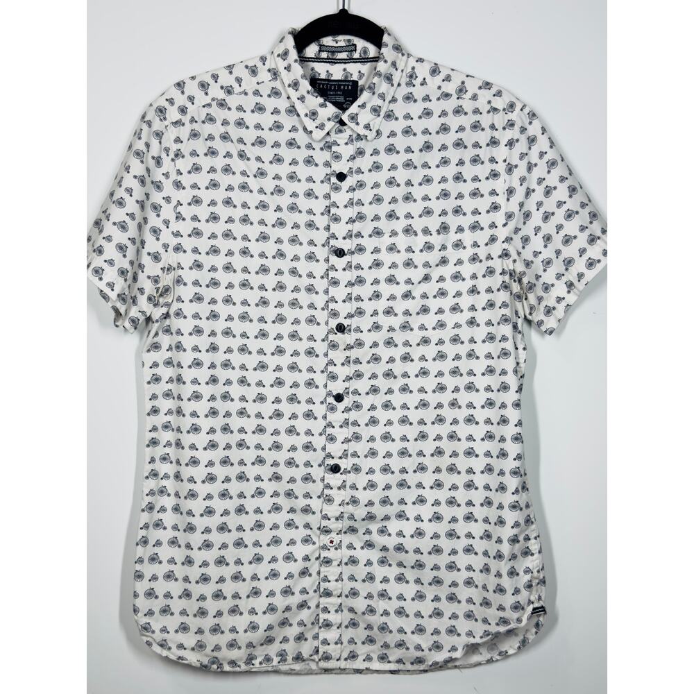 Cactus Man Slim Fit Button Down Polo Short Sleeve Causal Preppy Y2K Men's Medium